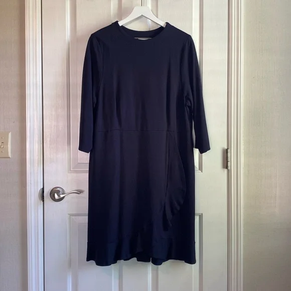 J. Jill | Dresses | J Jill Womens Navy Blue Rounded Neck Long Sleeve Ponte  Knit Dress Size Xl | Poshmark